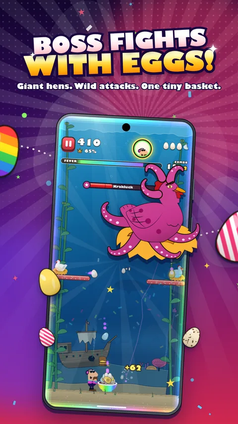 Piccolino Eggstreme poster: a boss battle.